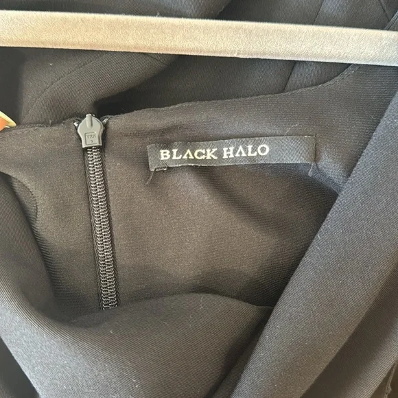 BLACK HALO ICONIC Black Jackie O Belted Sheath Dress 6 Gabardine Stretch - Picture 9 of 9